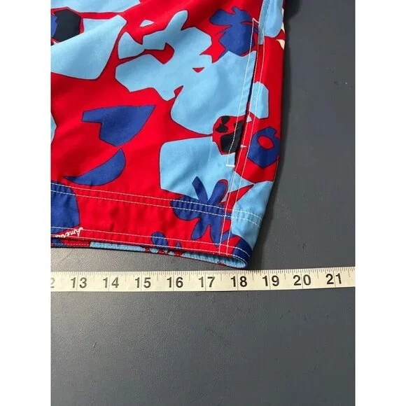 American Eagle Outfitters Mens Red & Blue Floral Swim Trunks Size 36 Polyester D - Picture 3 of 12